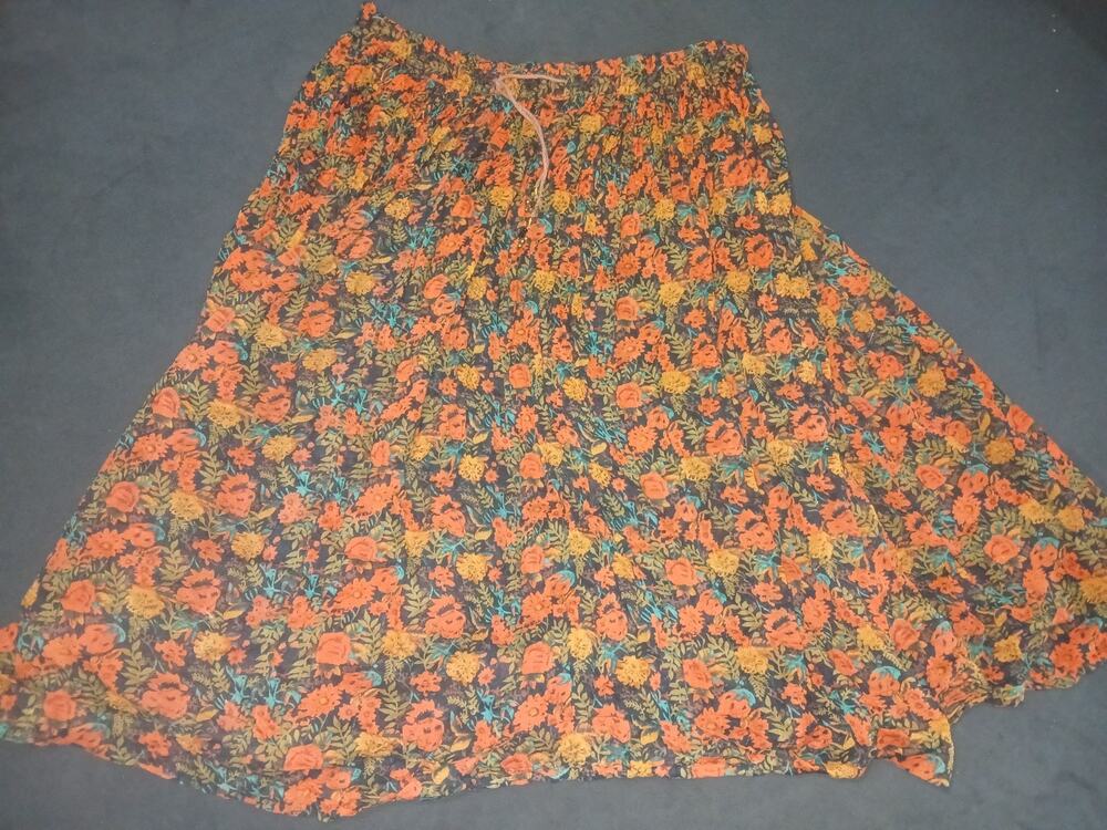 Vintage Made in india Floral Print Corduroy Skirt Women's one size fit all